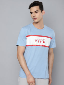 Alcis - Men Blue White Colourblocked Slim Fit T-shirt