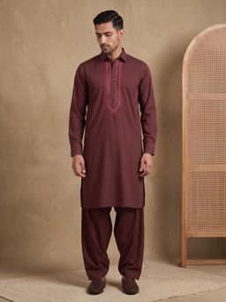 Jompers - Premium Japanese Embroidery Pathani Kurta with Pyjama