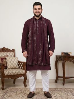 Jompers - Silk Blend Embroidered Kurta Pyjama with Dupatta