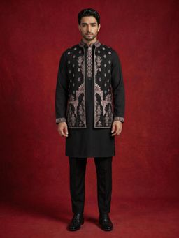Jompers - Embroidered Waistcoat and Solid Kurta and Pyjama For Men