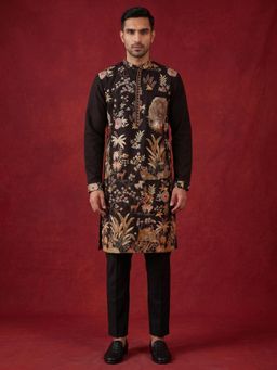 Jompers - Floral Embroidered and Sequins Kurta with Pyjama