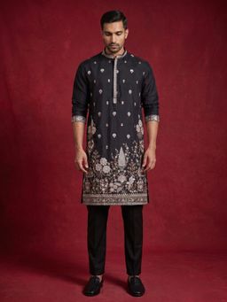 Jompers - Floral Embroidered and Sequins Kurta with Pyjama
