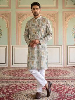 Jompers - Printed and Embroidered Kurta Pyjama with Pyjama