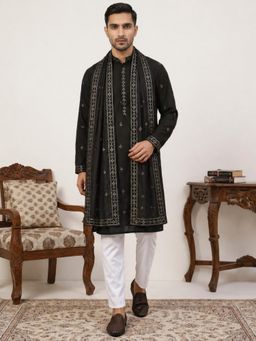 Jompers - Silk Blend Embroidered Kurta Pyjama with Dupatta