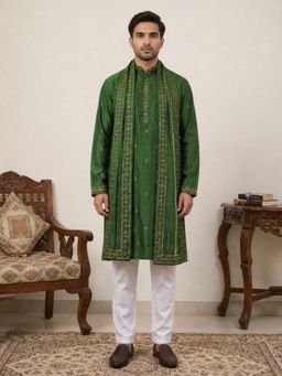 Jompers - Silk Blend Embroidered Kurta Pyjama with Dupatta