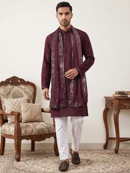 Jompers - Silk Blend Embroidered Kurta Pyjama with Dupatta