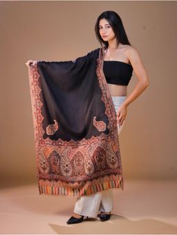 SWI STYLISH - Women's Black Kani Woven Wool Stole