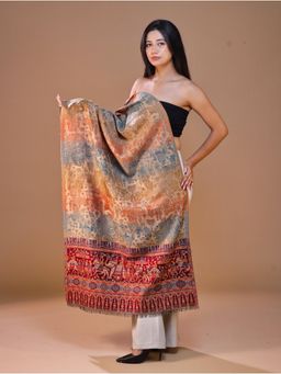 SWI STYLISH - Women's Maroon Jamawar Woven Wool Stole