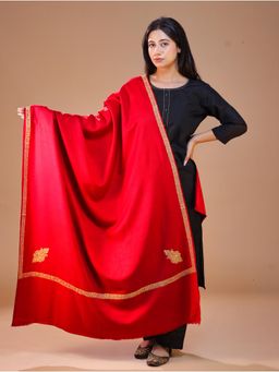 SWI STYLISH - Women's Maroon Hand Embroidered Shawl