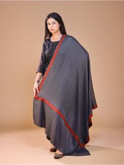 SWI STYLISH - Women's Dark Grey Hand Embroidery Shawl