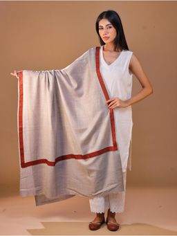 SWI STYLISH - Women's Light Grey Hand Embroidery Shawl