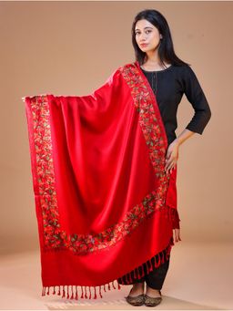 SWI STYLISH - Women's Maroon Aari Embroidery Shawl
