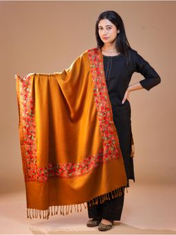 SWI STYLISH - Women's Mustard Aari Embroidery Shawl