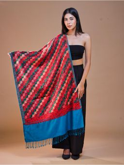 SWI STYLISH - Women's Blue Aari Embroidery Shawl