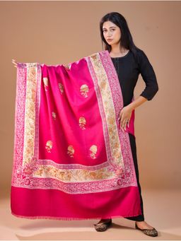 SWI STYLISH - Women's Jamawar Magenta Embroidery Shawl