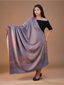 SWI STYLISH - Women's Jamawar Grey Woven Design Shawl