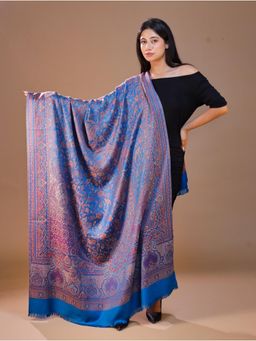 SWI STYLISH - Women's Jamawar Blue Woven Design Shawl