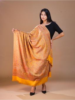 SWI STYLISH - Women's Jamawar Mustard Woven Design Shawl