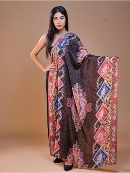 SWI STYLISH - Women's Printed Brown Floral Shawl