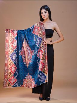 SWI STYLISH - Women's Printed Royal Teal Floral Shawl