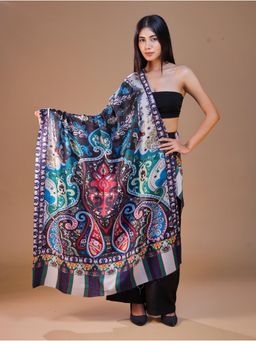 SWI STYLISH - Women's Printed Wine Floral Shawl