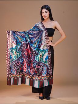 SWI STYLISH - Women's Printed Blue Floral Shawl