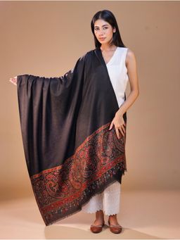 SWI STYLISH - Women's Black Kani Woven Design Shawl