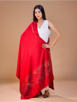 SWI STYLISH - Women's Maroon Kani Woven Design Shawl