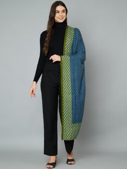 MUFFLY - Women's Teal Printed Pure Wool Stole