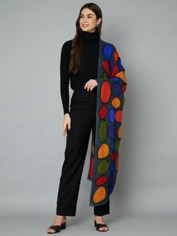 MUFFLY - Women's Grey Printed Pure Wool Stole