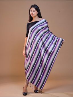 SWI STYLISH - Women's Purple Striped Wool Stole
