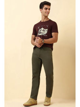 Allen Solly - Men Olive Solid Regular Fit Casual Jeans