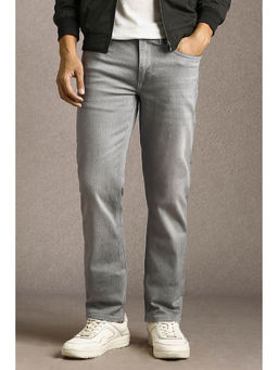 Louis Philippe - Men Grey Solid Regular Fit Casual Jeans