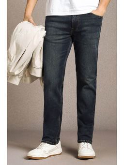 Louis Philippe - Men Navy Blue Solid Regular Fit Casual Jeans