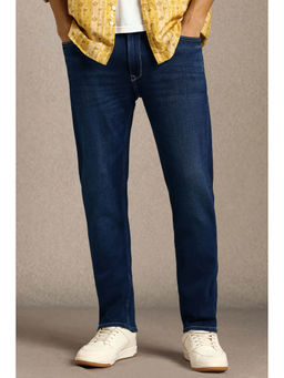 Louis Philippe - Men Navy Blue Solid Regular Fit Casual Jeans