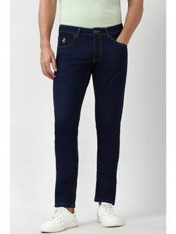 Peter England - Men Navy Blue Solid Slim Fit Casual Jeans