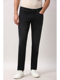 Peter England - Men Black Solid Slim Fit Casual Jeans