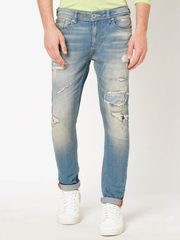 ROOKIES - Men Blue Solid Regular Fit Casual Jeans