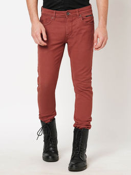ROOKIES - Men Rust Solid Regular Fit Casual Jeans