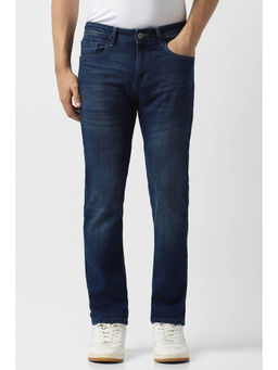 Van Heusen - Men Navy Blue Solid Regular Fit Casual Jeans