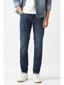 Van Heusen - Men Navy Blue Solid Regular Fit Casual Jeans