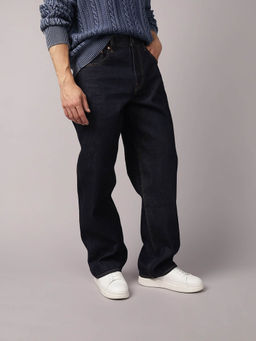 American Eagle - Men Navy Blue Solid Loose Fit Casual Jeans