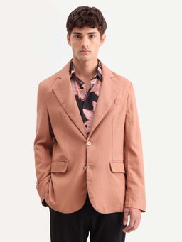 Rare Rabbit - Men Peach Notched Lapel Blazer