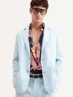 Rare Rabbit - Men Blue Notched Lapel Blazer