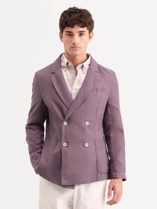 Rare Rabbit Men Purple Notched Lapel Blazer