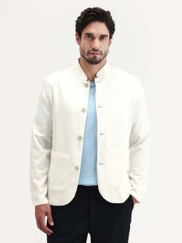 Rare Rabbit - Men Off White Solid Coat