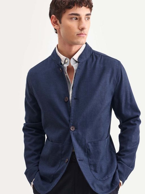 Rare Rabbit Men Navy Blue Solid Coat