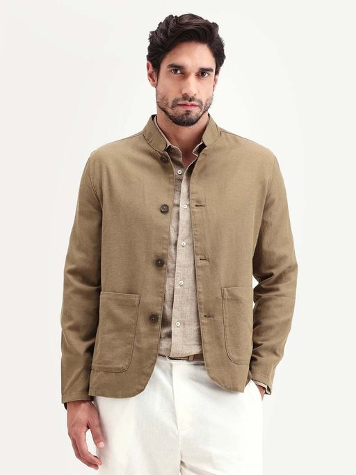 Rare Rabbit Men Khaki Solid Coat