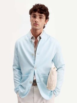 Rare Rabbit - Men Blue Solid Coat