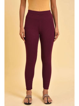 W - Maroon Solid Leggings